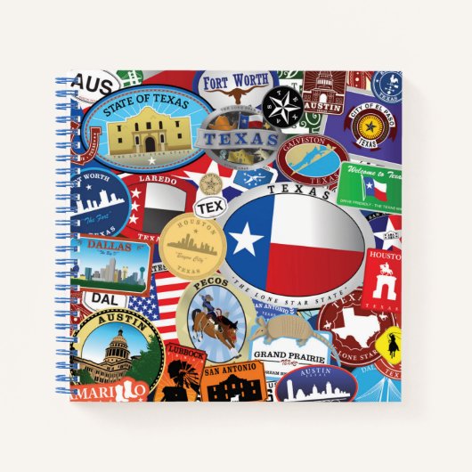 Retro  Texas Sticker Pattern Notitieboek (Voorkant)