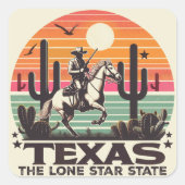 Retro Texas Vierkante Sticker (Voorkant)