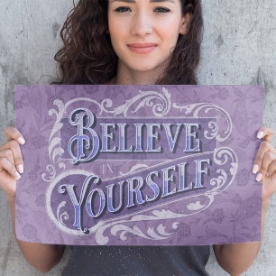 Retro Text Flourish Motivational Quote Violet Perfect Poster