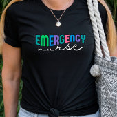 Retro Text Wavy Emergency Nurse T-Shirt