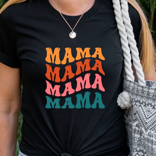 Retro Text Wavy Mama T-Shirt