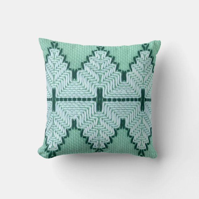 Retro textielgaren couching, grafische puls. kussen (Voorkant)