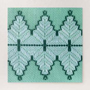 Retro textielgaren couching, grafische puls. legpuzzel