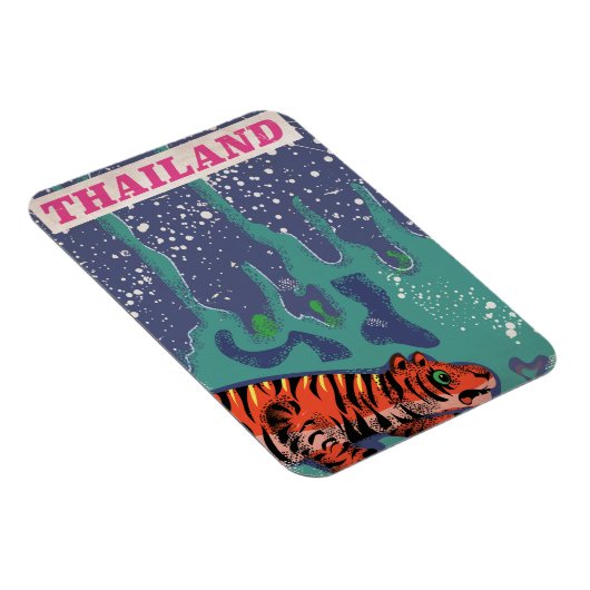 Retro Thailand tijger reisposter Magneet (Rechterzijde)