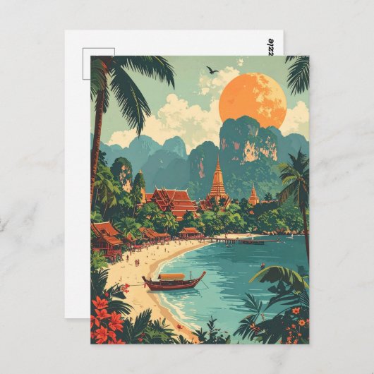 Retro Thailand Tropical Beach Reizen Briefkaart (Voorkant / Achterkant)