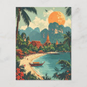 Retro Thailand Tropical Beach Reizen Briefkaart (Voorkant)