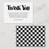 Retro Thank You Graduation Black Checkerboard Informatiekaartje (Voorkant / Achterkant)