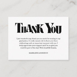Retro Thank You Graduation Black Checkerboard Informatiekaartje