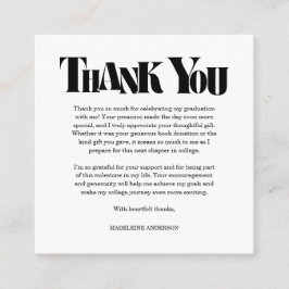 Retro Thank You Graduation Black Checkerboard Informatiekaartje