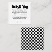 Retro Thank You Graduation Black Checkerboard Informatiekaartje (Voorkant / Achterkant)