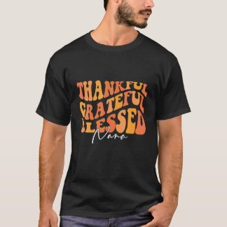 Retro Thankful Blessed Nana herfst Thanksg T-shirt