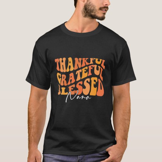 Retro Thankful Blessed Nana herfst Thanksg T-shirt (Voorkant)