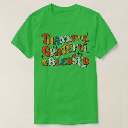 Retro Thankful Grateful Blessed Fall Colors Bedank T-shirt (Design voorkant)