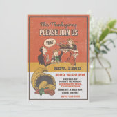 Retro Thanksgiving Dinner Comic Kaart (Staand voorkant)