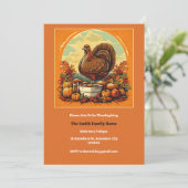 Retro Thanksgiving Dinner Invitation Kaart (Staand voorkant)