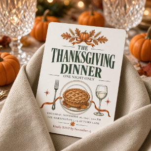 Retro Thanksgiving Dinner One Night Only Taart Kaart