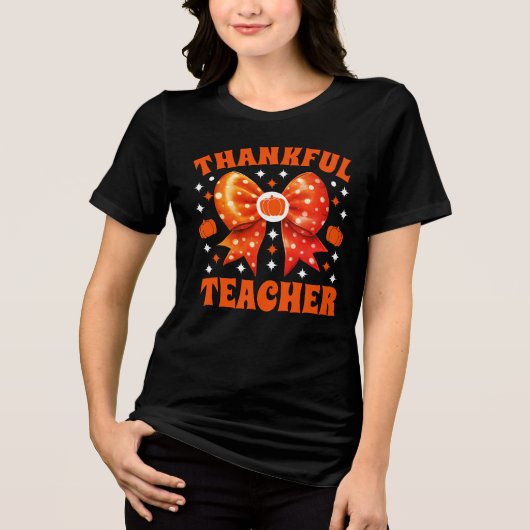 Retro Thanksgiving Docent Coquette Bow Tri-Blend Shirt (Voorkant)