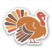 Retro Thanksgiving Kalkoen � Fall Harvest Design C Sticker (Voorkant)