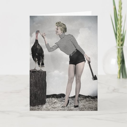 Retro Thanksgiving kalkoenkaart Feestdagen Kaart (Voorkant)