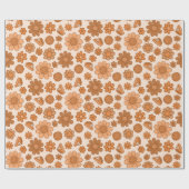 Retro Thanksgiving Pompoentaart en Herfstbloemen Cadeaupapier (Vlak)