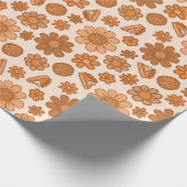 Retro Thanksgiving Pompoentaart en Herfstbloemen Cadeaupapier (Hoek)
