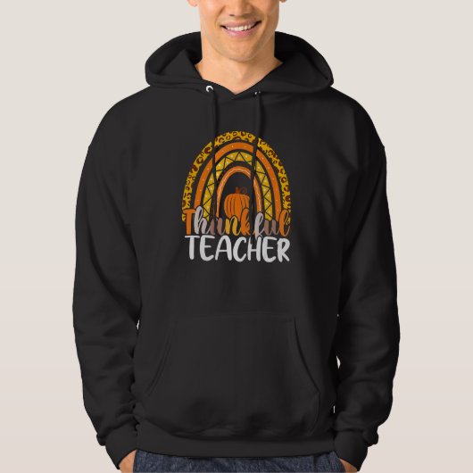 Retro Thanksgiving Teacher Thankful Teacher Rainbo Hoodie (Voorkant)