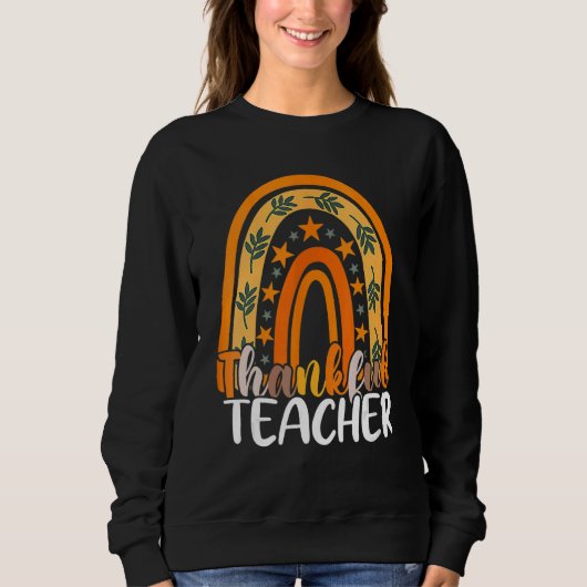 Retro Thanksgiving Teacher Thankful Teacher Rainbo Trui (Voorkant)
