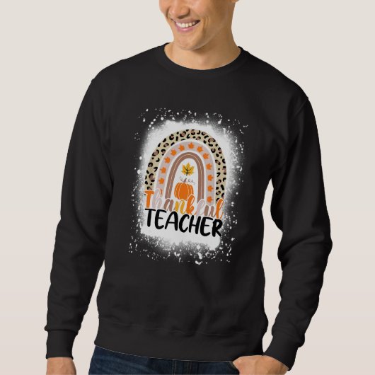 Retro Thanksgiving Teacher Thankful Teacher Rainbo Trui (Voorkant)