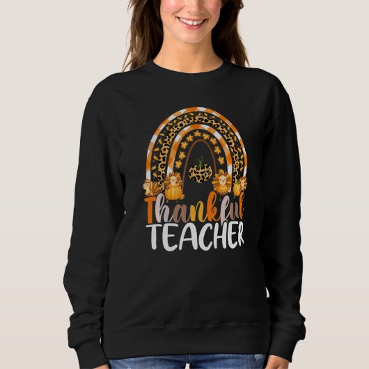 Retro Thanksgiving Teacher Thankful Teacher Rainbo Trui (Voorkant)