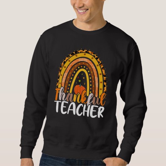 Retro Thanksgiving Teacher Thankful Teacher Rainbo Trui (Voorkant)