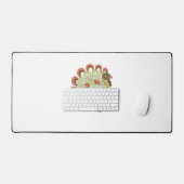 Retro Thanksgiving Turkije - Bloemen Bureaumat (Keyboard & Muis)