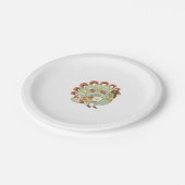 Retro Thanksgiving Turkije -  Bloemen Papieren Bordje (Gekanteld)