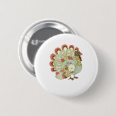Retro Thanksgiving Turkije - Bloemen Ronde Button 5,7 Cm (Voorkant /achterkant)