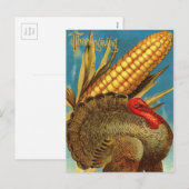 Retro Thanksgiving Turkije Feestdagenkaart (Voorkant / Achterkant)