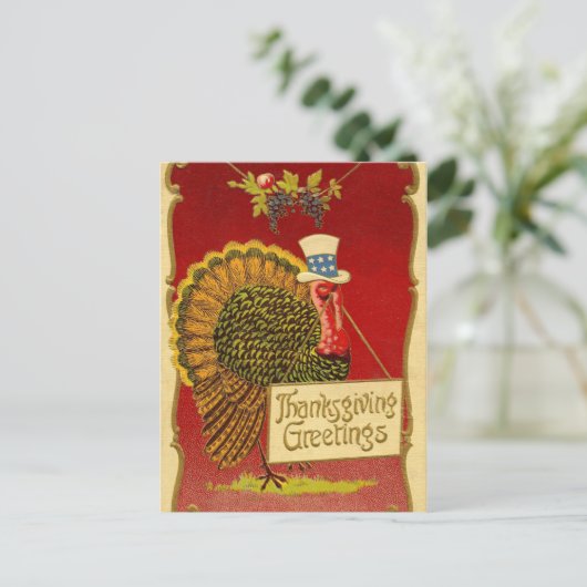 Retro Thanksgiving Turkije Feestdagenkaart (Staand voorkant)