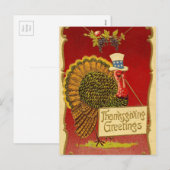 Retro Thanksgiving Turkije Feestdagenkaart (Voorkant / Achterkant)