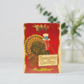 Retro Thanksgiving Turkije Feestdagenkaart (Staand voorkant)