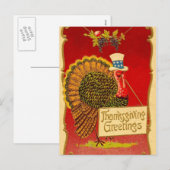 Retro Thanksgiving Turkije Feestdagenkaart (Voorkant / Achterkant)