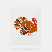 Retro Thanksgiving Turkije – Herfst Harvest Design Acryl Bord (Voorkant)
