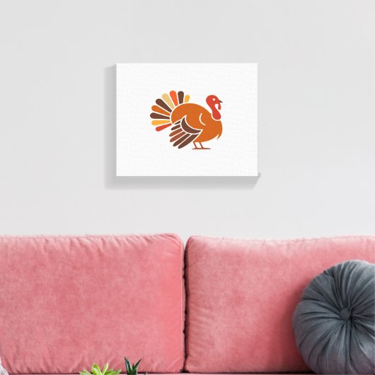 Retro Thanksgiving Turkije – Herfst Harvest Design Canvas Afdruk (Insitu (Woonkamer))