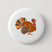 Retro Thanksgiving Turkije – Herfst Harvest Design Ronde Button 5,7 Cm (Voorkant)
