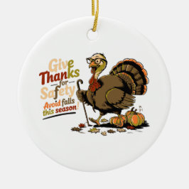 Retro Thanksgiving Turkije Safety – Geef Bedankt Keramisch Ornament