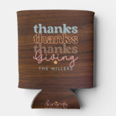 Retro Thanksgiving Typografie Mahogany Wood Blikjeskoeler (Achterkant)