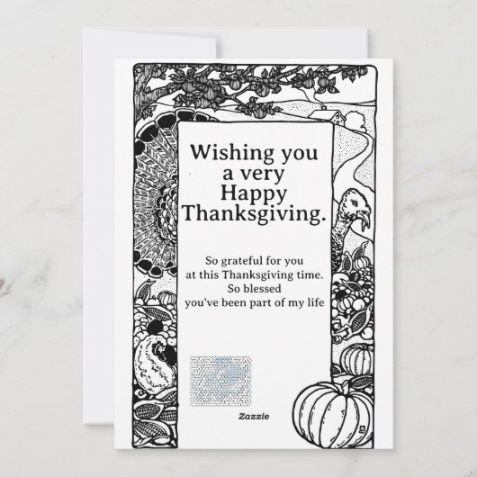 Retro Thanksgiving Wensen Maze en Hoorn van Overvl Feestdagenkaart (Achterkant)