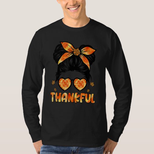 Retro Thanksgiving Women Autumn Fall Leaves Thankf T-shirt (Voorkant)