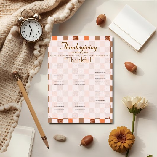 Retro Thanksgiving Woordspel kaart