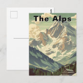 Retro The Alps Travel Skiing Mountain Lodge Briefkaart (Voorkant / Achterkant)