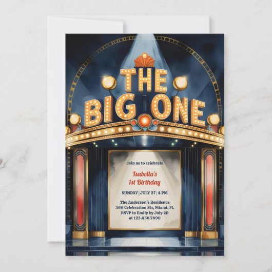 Retro The Big One Hollywood Theatre 1e verjaardag Kaart (Voorkant)