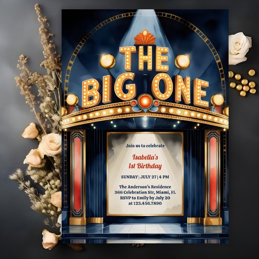 Retro The Big One Hollywood Theatre 1e verjaardag Kaart