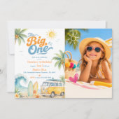 Retro The Big One Surf Beach 1e verjaardag Kaart (Voorkant)
